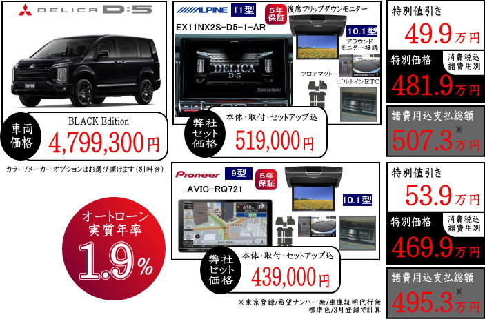 デリカD5　ブラックエディション　値引き