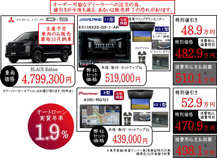 デリカD5　ブラックエディション　値引き