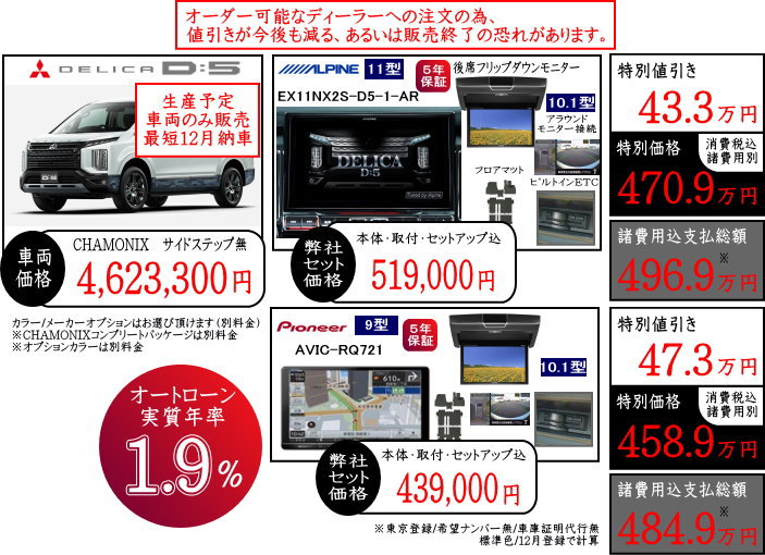 デリカD5　シャモニー　値引き